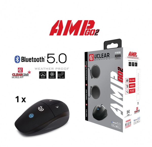 AMP Go 2 Bluetooth 5.0 Intercom Headset - Single Kit